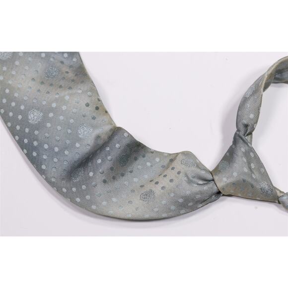 Versace Vintage 90s Ice Blue Polka Dot Silk Necktie Tie